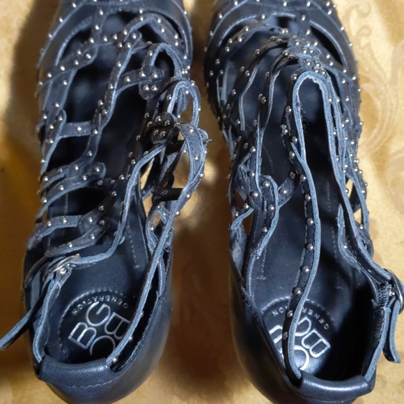 BCBG Giada cage sandal black leather platform - Picture 6 of 11